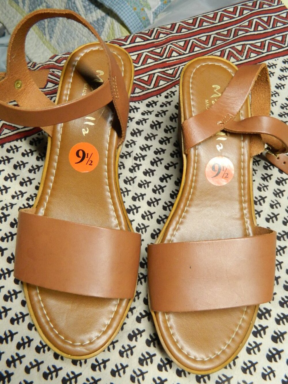 Mariella Tan Leather Wedge Sandals, crafted in Italy. 9.5 new
